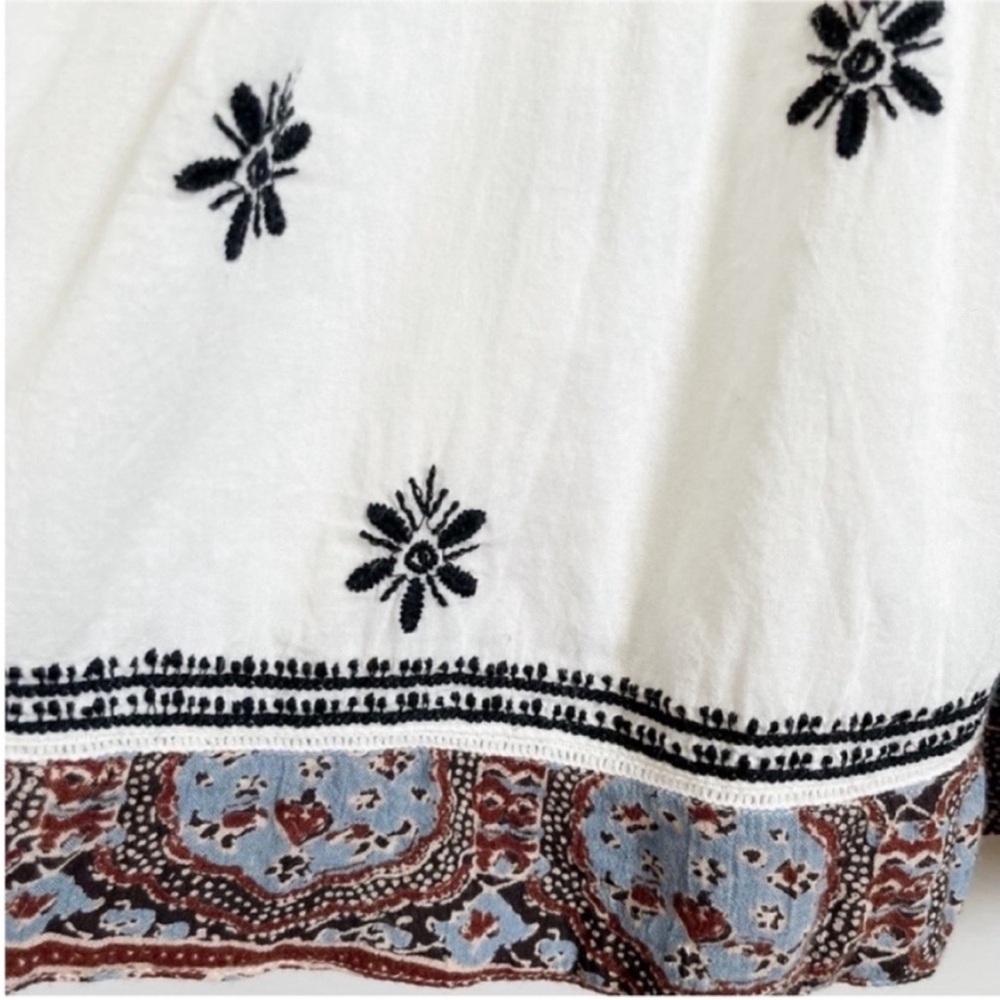 Free People Meet Me in Marfa dress white embroidered pleated boho stretch mini - Picture 5 of 12